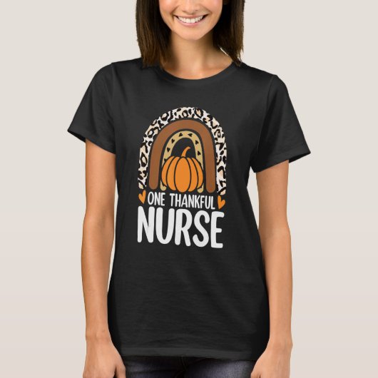 One Thankful Nurse Thanksgiving Rainbow Leopard F T-Shirt (Vorderseite)