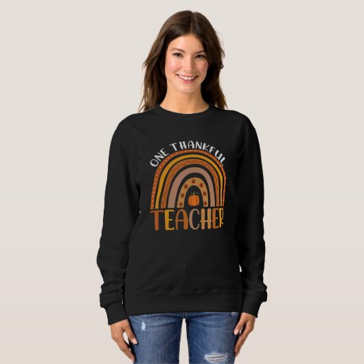 One Thankful Teacher Fall Rainbow Thanksgiving Tea Sweatshirt (Vorne ganz)