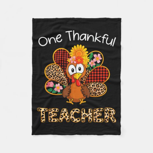 One Thankful Teacher Funny Cute Turkey Thanksgivin Fleecedecke (Vorderseite)
