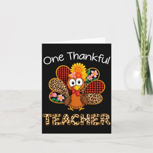 One Thankful Teacher Funny Cute Turkey Thanksgivin Karte (Vorderseite)