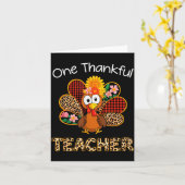 One Thankful Teacher Funny Cute Turkey Thanksgivin Karte (Gelbe Blume)