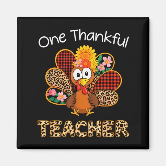 One Thankful Teacher Funny Cute Turkey Thanksgivin Magnet (Vorne)