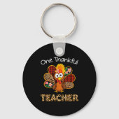 One Thankful Teacher Funny Cute Turkey Thanksgivin Schlüsselanhänger (Vorderseite)