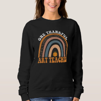 One Thankful Teacher Groovy Thanksgiving Rainnow 2 Sweatshirt