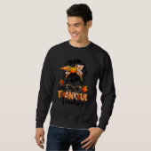 One Thankful Teacher Messy Bun Fall Autumn Thanksg Sweatshirt (Vorne ganz)