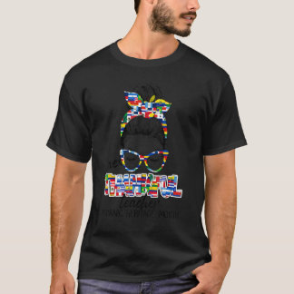 One Thankful Teacher Messy Bun Hispanic Heritage m T-Shirt