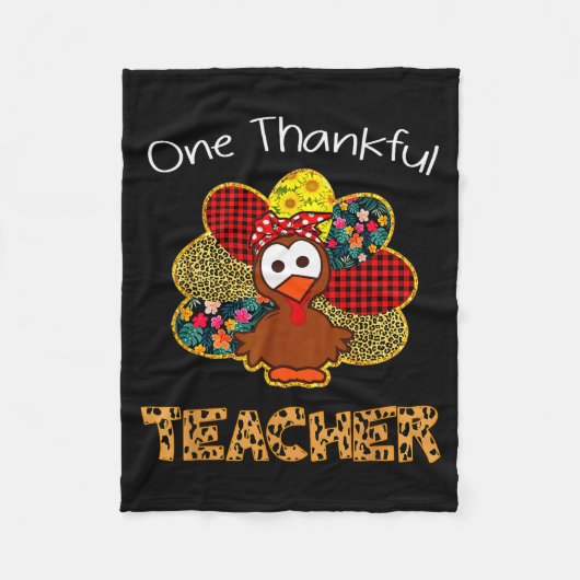 One Thankful Teacher Shirt Funny Cute Turkey Thank Fleecedecke (Vorderseite)