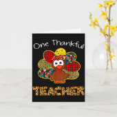 One Thankful Teacher Shirt Funny Cute Turkey Thank Karte (Gelbe Blume)