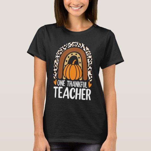 One Thankful Teacher Thanksgiving Fall Autumn Groo T-Shirt (Vorderseite)