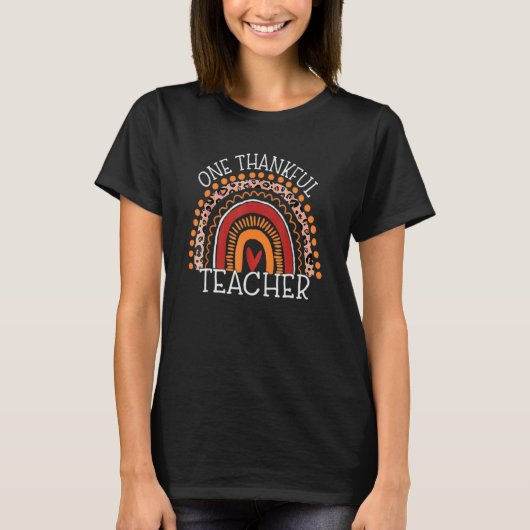 One Thankful Teacher Thanksgiving Rainbow Leopard T-Shirt (Vorderseite)
