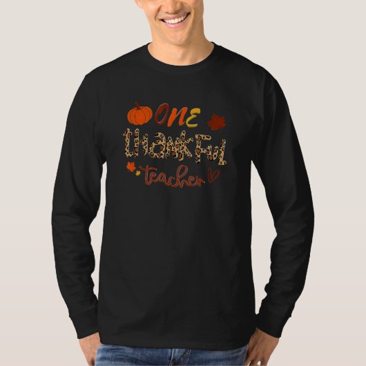 One Thankful Teacher Thanksgiving Teacher Leopard  T-Shirt (Vorderseite)