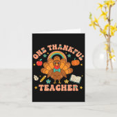 One Thankful Teacher Thanksgiving Turkey Cute Penc Karte (Gelbe Blume)