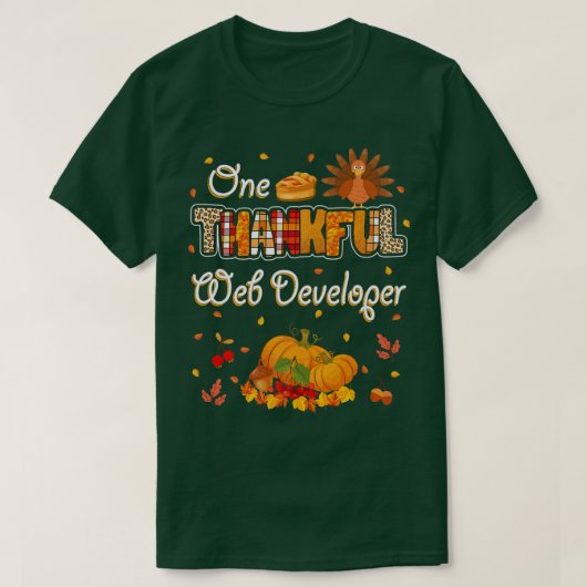 One Thankful Web Developer Fall Autumn Thanksgivin T-Shirt (Design vorne)