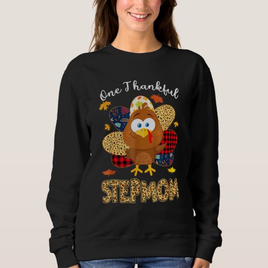 One Thankgivings Thankful Stepmutter Turkey Leopar Sweatshirt (Vorderseite)