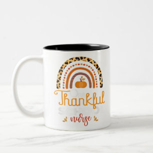 One Thanksgi School Nurse Leopard Rainbow Thanksgi Zweifarbige Tasse