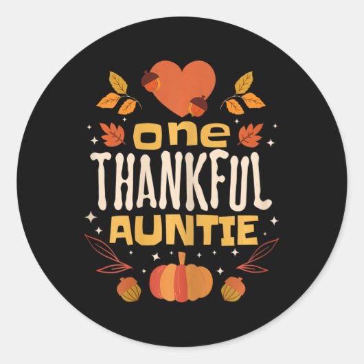 One Thanktie Fall Erntedank Tante Runder Aufkleber (Vorderseite)