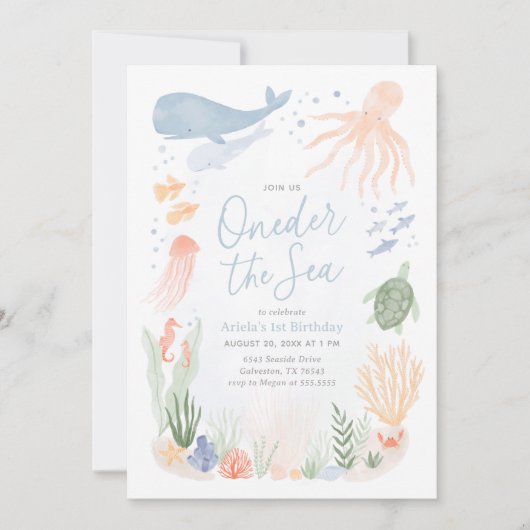 One the Sea 1. Geburtstag Einladung (Vorderseite)