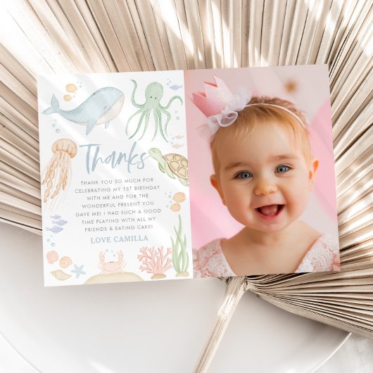 One the Sea 1st Birthday Ocean Danke Karte