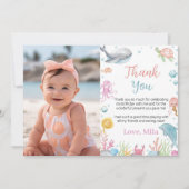 One the Sea Birthday Foto Danke, Card Dankeskarte (Vorderseite)