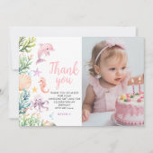 One the Sea First Birthday Flat Danke Karte (Vorderseite)