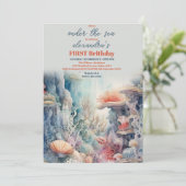 One-the-Sea Life 1. Geburtstag Einladung (Stehend Vorderseite)