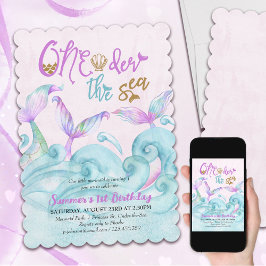 One the Sea Little Mermaid 1. Geburtstag Einladung