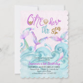 One the Sea Little Mermaid 1. Geburtstag Einladung (Vorderseite)