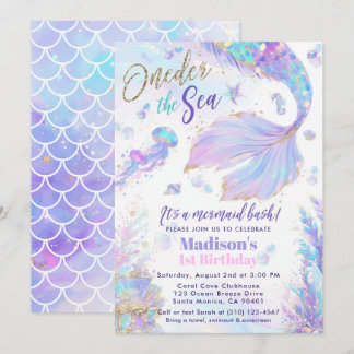 One the Sea Mermaid 1. Geburtstag Einladung