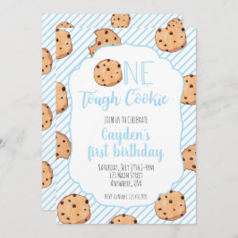 One Tough Cookie Blue erster Geburtstag Einladung