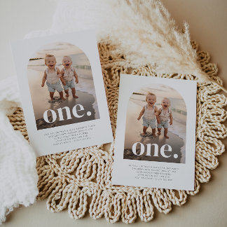 One Twin Boys - Arted Foto Erster Geburtstag Einladung