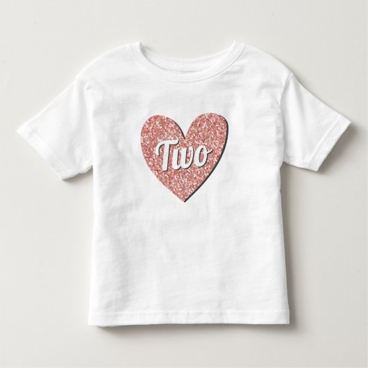 One Two Glitzer Rose Gold Heart 1st Birthday Girl Kleinkind T-shirt (Vorderseite)