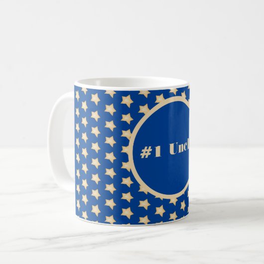 #One Uncle Simple Gold Star auf Blue Background Kaffeetasse (Vorderseite Links)