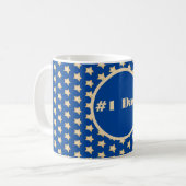 #One Vater Simple Gold Star auf Blue Background Kaffeetasse (Vorderseite Links)