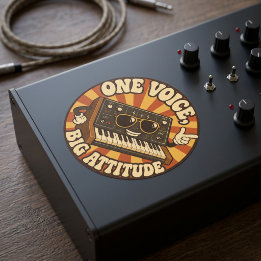 One Voice, Big Attitude – Synth Nerd Humor Runder Aufkleber