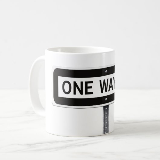 One way black and white street sign kaffeetasse (Vorderseite Links)