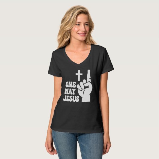 One Way Jesus People Christian Revolution Finger U T-Shirt (Vorderseite Vollansicht)