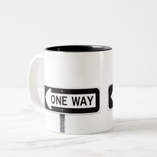 One way sign zweifarbige tasse (Vorderseite Links)