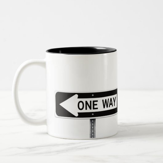 One way sign zweifarbige tasse (Links)