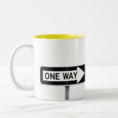 One way sign zweifarbige tasse (Links)