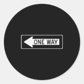 One Way Traffic Sign Runder Aufkleber (Vorderseite)