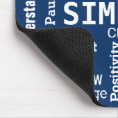 "One Word" postimative Word Cloud on Navy Blue Mousepad (Ecke)