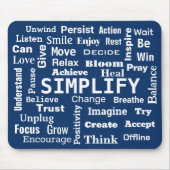 "One Word" postimative Word Cloud on Navy Blue Mousepad (Vorne)