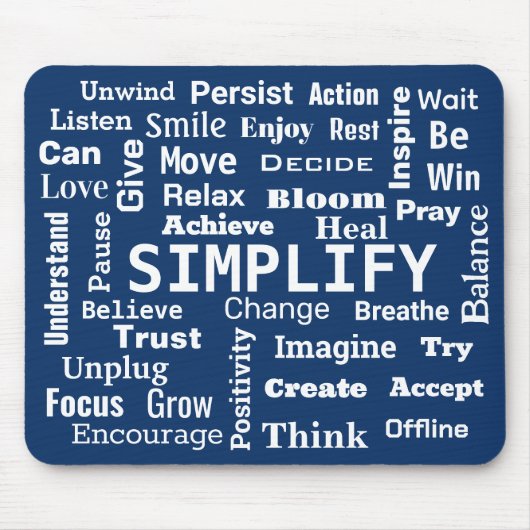 "One Word" postimative Word Cloud on Navy Blue Mousepad (Vorne)