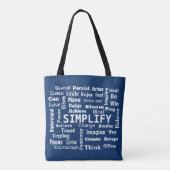 "One Word" Word Cloud on Navy Blue Tasche (Rückseite)