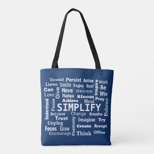 "One Word" Word Cloud on Navy Blue Tasche (Rückseite)