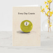 One Year Anniversary Sobriety Pool Ball  Karte (Gelbe Blume)