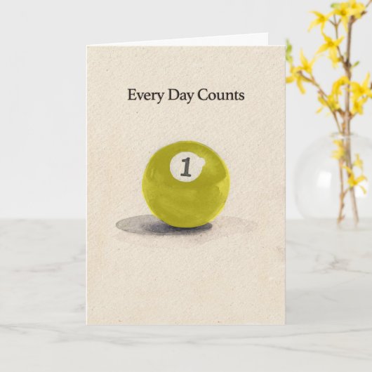 One Year Anniversary Sobriety Pool Ball  Karte (Gelbe Blume)