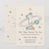 One Year Around The Sun 1st Birthday Invitation Einladung (Vorne/Hinten)