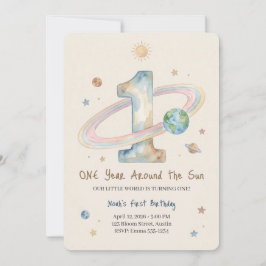 One Year Around The Sun 1st Birthday Invitation Einladung