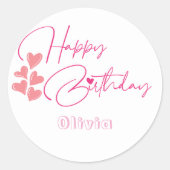 one year old birthday pink design  runder aufkleber (Vorderseite)